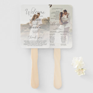 Rustic Calligraphy Wedding Ceremony Program  Hand Fan