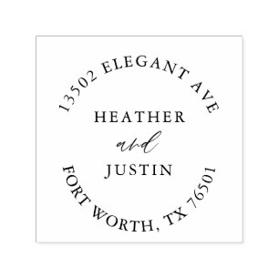 Rustic Calligraphy Wedding Circular Address Self-inking Stamp