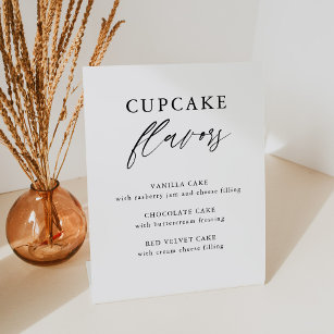 Rustic Calligraphy Wedding Cupcake Flavours Pedestal Sign