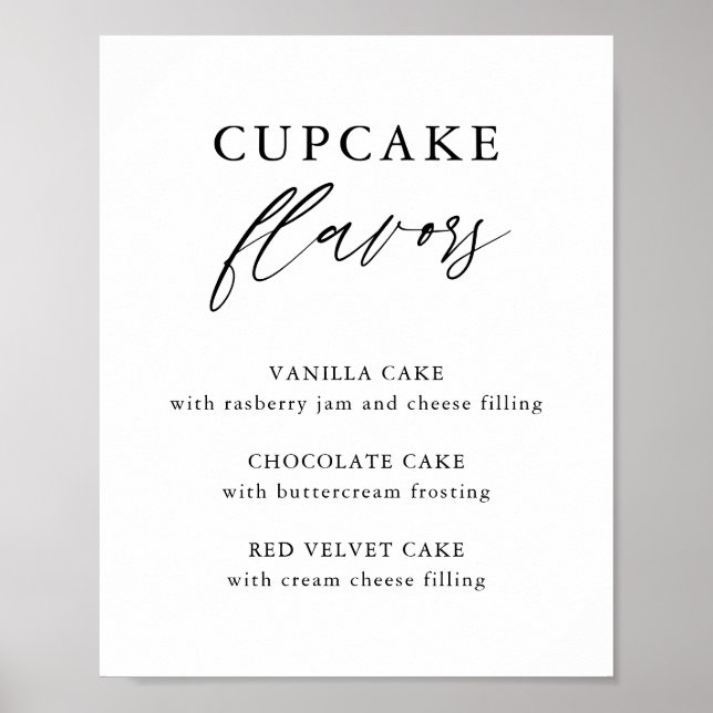 Rustic Calligraphy Wedding Cupcake Flavours Sign (Front)