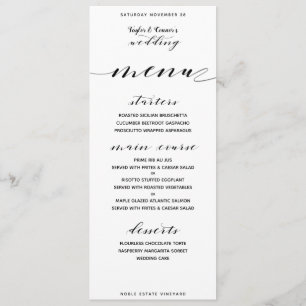 Rustic Calligraphy Wedding Dinner Menu
