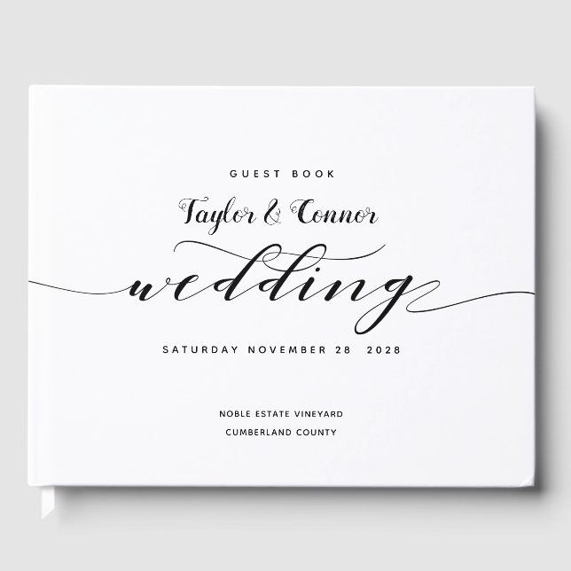 Rustic Calligraphy Wedding Guest Book (Front)