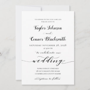 Rustic Calligraphy Wedding Invitation