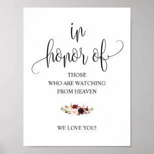 Rustic Calligraphy Wedding Memorial Table Sign