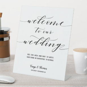 Rustic Calligraphy Welcome To Our Wedding Pedestal Sign
