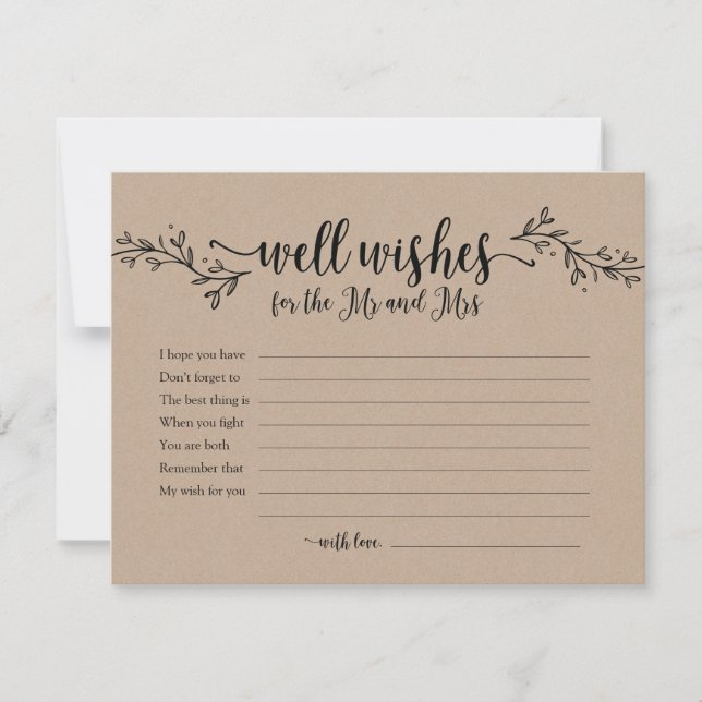 Rustic calligraphy well wishes for Mr and Mrs Invitation (Front)