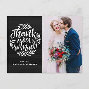 Rustic Calligraphy Wreath Chalkboard Wedding Photo Postcard