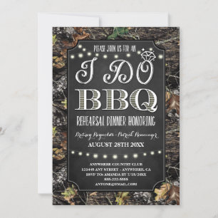 Rustic Camo I Do BBQ Rehearer Invitations