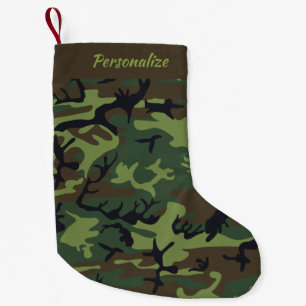 Rustic Camouflaged Pattern Army Christmas Holiday Small Christmas Stocking