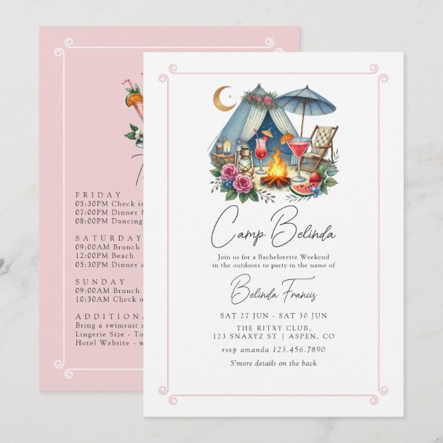 Rustic Camp Bride Bachelorette Weekend Invitation (Front/Back)