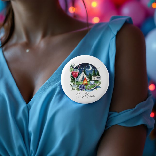 Rustic Camp Bride Personalized Bachelorette Party 2 Inch Round Button (Rustic Camp Bride Personalized Bachelorette Party Button)