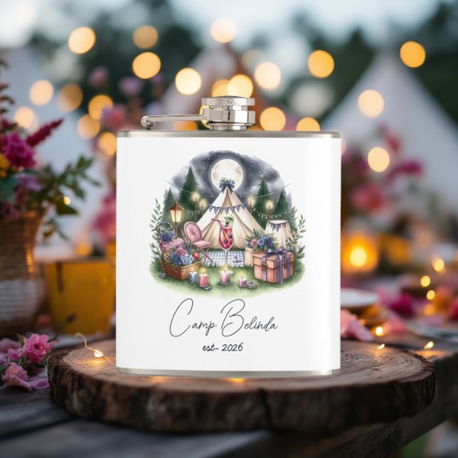 Rustic Camp Bride Personalized Party Favour Hip Flask (Rustic Camp Bride Personalized Party Favor Flask)