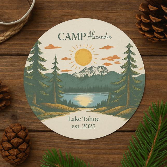 Rustic Camp Weekend Retreat Bachelorette Classic Round Sticker (Creator Uploaded)