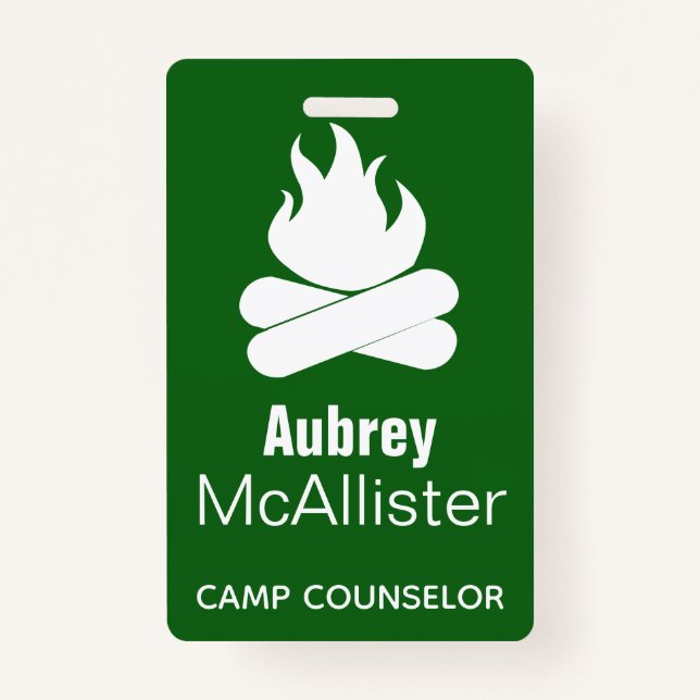 Rustic Campfire & Trees | Camp Counsellor Badge (Front)