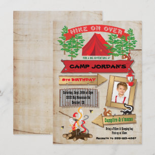 Rustic Camping Anniversaire Fête Photo Invitation