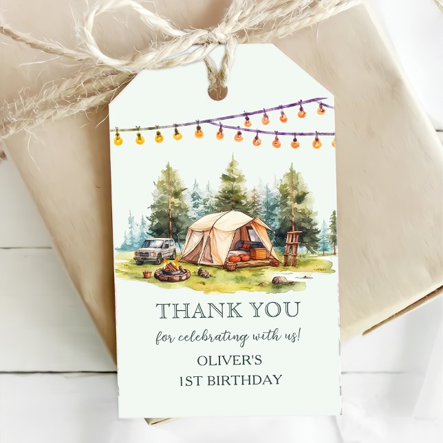 Rustic Camping Birthday Party Gift Tags (Creator Uploaded)