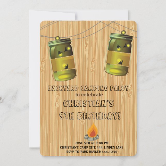Rustic Camping Invitations d'anniversaire (Devant)
