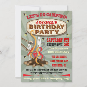 Rustic Camping Invitations de fête d'anniversaire