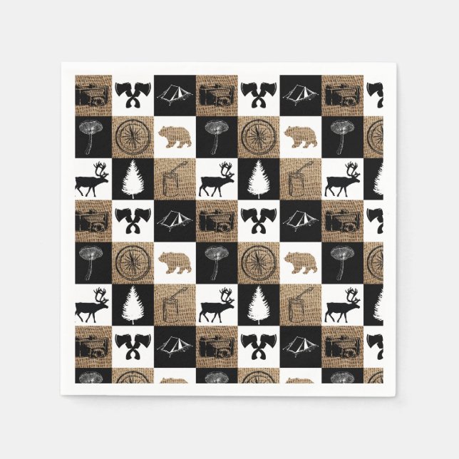 Rustic Camping Outdoors Adventure Napkin (Front)