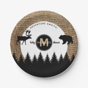 Rustic Camping Outdoors Adventure Paper Plate