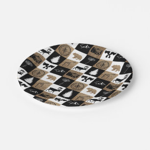 Rustic Camping Outdoors Adventure Paper Plate