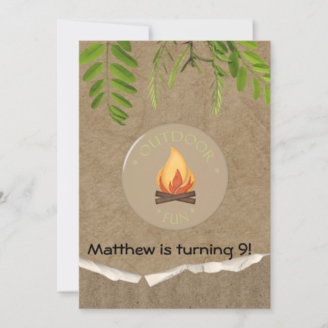Rustic Camping Party Birthday Invitations (Front)
