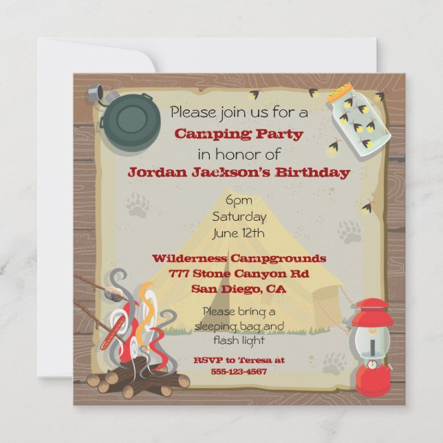 Rustic Camping Party Invitation (Front)