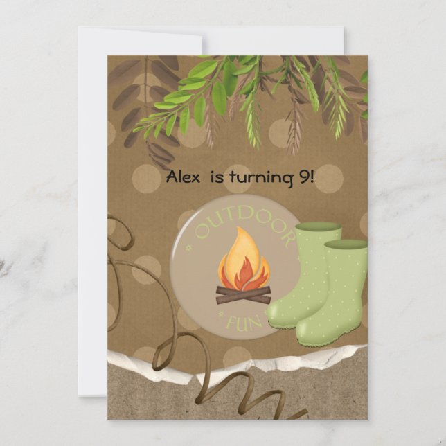 Rustic Camping Party Invitations d'anniversaire (Devant)