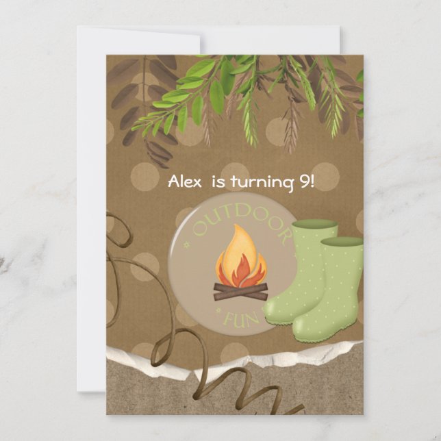 Rustic Camping Party Invitations d'anniversaire (Devant)
