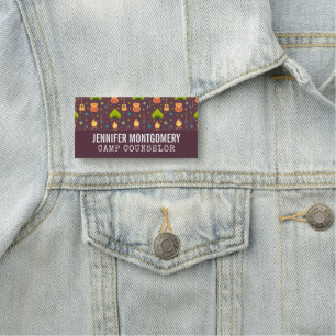 Rustic Camping Pattern Tents and Guitar Profession Name Tag