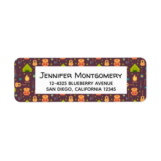 Rustic Camping Pattern Tents and Guitars (Front)