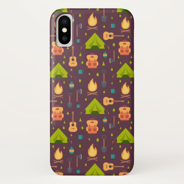 Rustic Camping Pattern Tents and Guitars Case-Mate iPhone Case (Back)