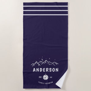 Rustic Camping Personalized Family Reunion Beach Towel