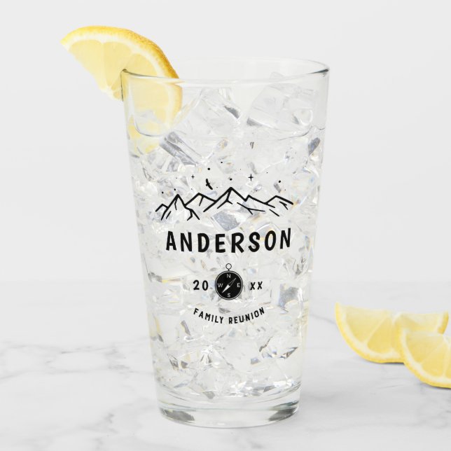 Rustic Camping Personalized Family Reunion Glass (Front Ice)