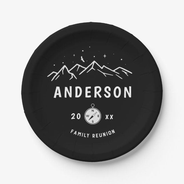 Rustic Camping Personalized Family Reunion Paper Plate (Front)