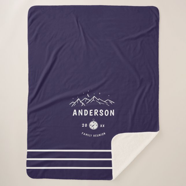 Rustic Camping Personalized Family Reunion Sherpa Blanket (Front)