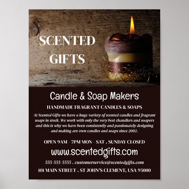 Rustic Candle, Candle & Soap Maker Advertising Poster (Front)
