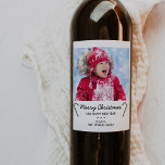 Rustic Candy Cane Christmas Photo Wine Label<br><div class="desc">This rustic candy cane christmas photo wine label makes the perfect minimal holiday gift. The design features your favourite family picture,  and two white and black candy canes framing the greeting "merry christmas and happy new year". Personalize the label with your name.</div>