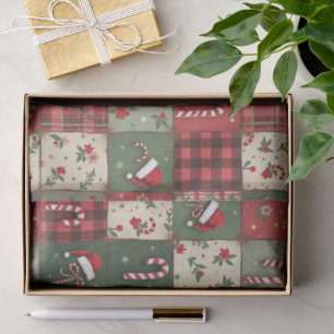 Rustic Candy Cane & Plaid Christmas Tissue Paper