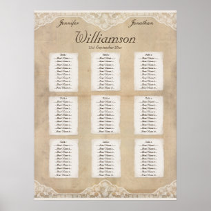 Rustic Canvas, Paper & Lace Look Seating Chart