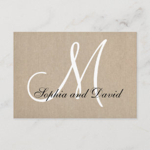 Rustic Canvas Wedding RSVP Monogram Card