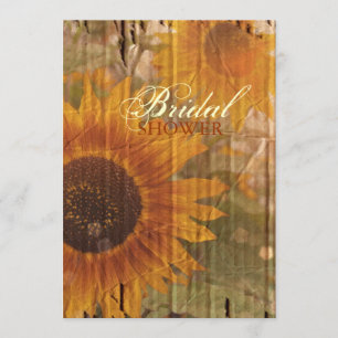 rustic cardboard country sunflower bridal shower invitation