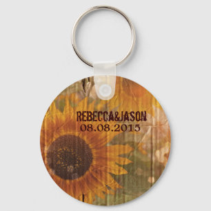 rustic cardboard country sunflower wedding favour keychain