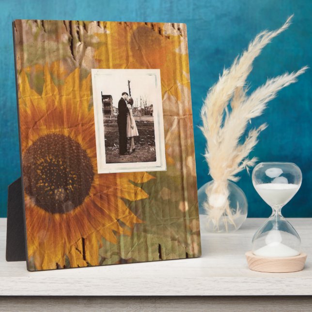 rustic cardboard country sunflower wedding plaque (Side)