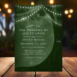 Rustic Carved Tree String Light Green Wedding Invitation<br><div class="desc">Invite your loved ones to your rustic wedding with this enchanting invitation. Featuring a beautifully carved tree adorned with twinkling string lights against a lush green backdrop, this invitation sets the scene for a magical celebration. The personalized initials add a special touch, making it a cherished keepsake for your guests....</div>