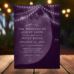 Rustic Carved Tree String Light Purple Wedding Invitation<br><div class="desc">Invite your loved ones to your rustic wedding with this enchanting invitation. Featuring a beautifully carved tree adorned with twinkling string lights against a romantic purple backdrop, this invitation sets the scene for a magical celebration. The personalized initials add a special touch, making it a cherished keepsake for your guests....</div>