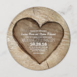 Rustic carved tree wood heart wedding invitation<br><div class="desc">Carved wood heart wedding invitation. Both sides of the invitation have this sharp old wood texture. It is just perfect,  amazing invite for your barn wedding! -- All design elements created by Jinaiji. Please browse "Wood Heart Country Wedding Collection" for more matching items</div>