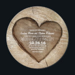 Rustic carved tree wood heart wedding invitation<br><div class="desc">Carved wood heart wedding invitation. Both sides of the invitation have this sharp old wood texture. It is just perfect,  amazing invite for your barn wedding! -- All design elements created by Jinaiji. Please browse "Wood Heart Country Wedding Collection" for more matching items</div>