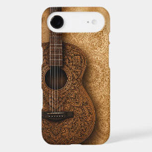 Rustic Carved Wood Mandala Acoustic Guitar