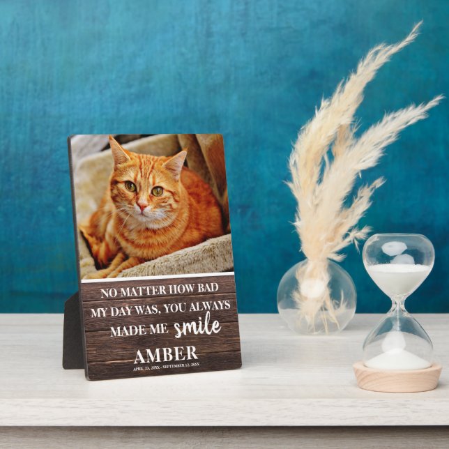 Rustic Cat Remembrance Keepsake Photo Plaque (Side)